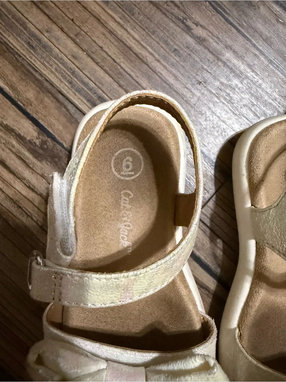 Girls' Shimmery Cream Bow Sandals - Kids Shoes